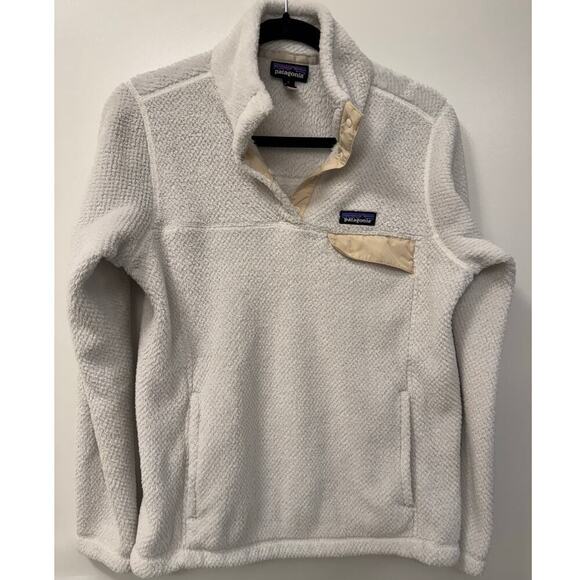 Patagonia Women's Medium Cream Re-Tool Snap-T Fleece Preppy Outdoor Pullover - Picture 2 of 7